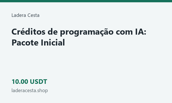 Créditos de programação com IA: Pacote Inicial · 10 USDT
